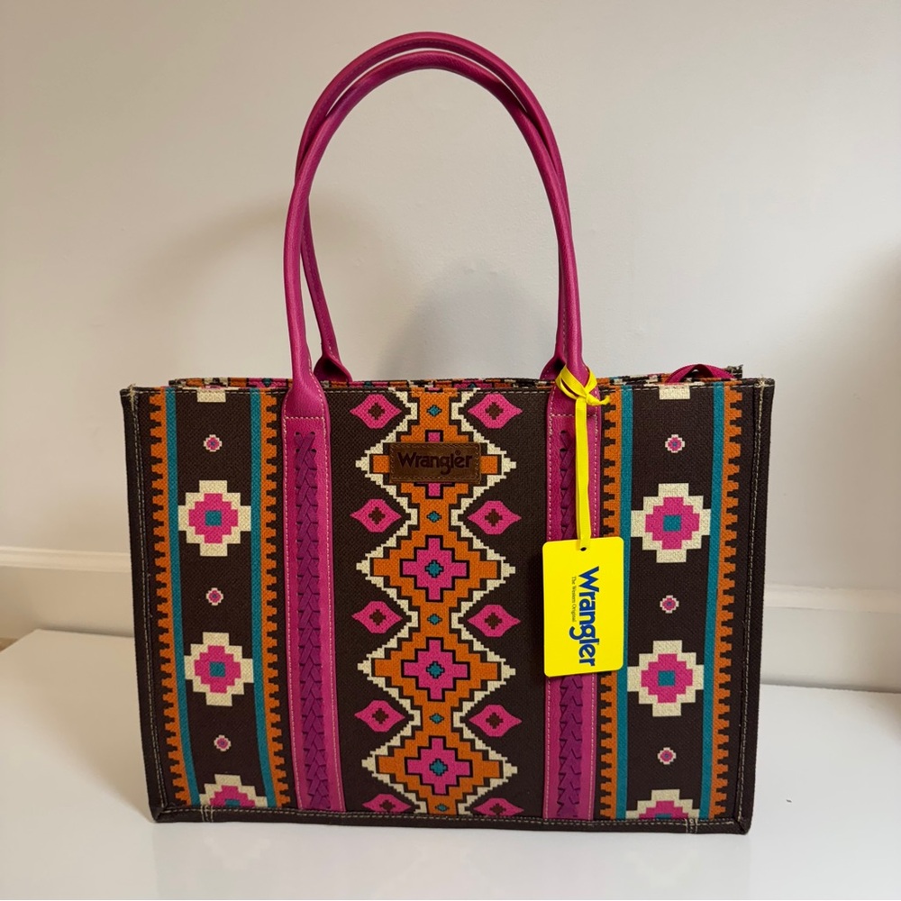 Wrangler Aztec Southwest Tote Bag Pink‎ Brown Multicolor